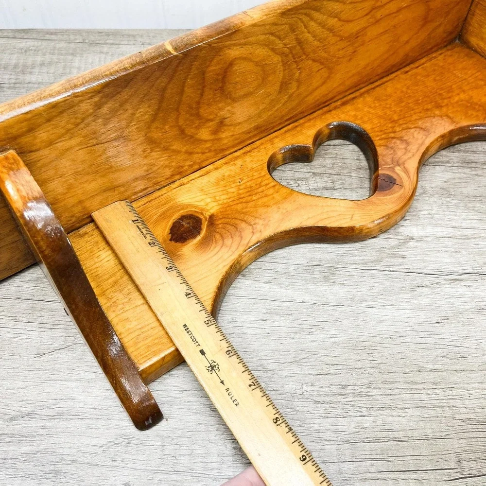 Mid-Century Modern Heart Cutout Shelf - Vintage Wooden Curio